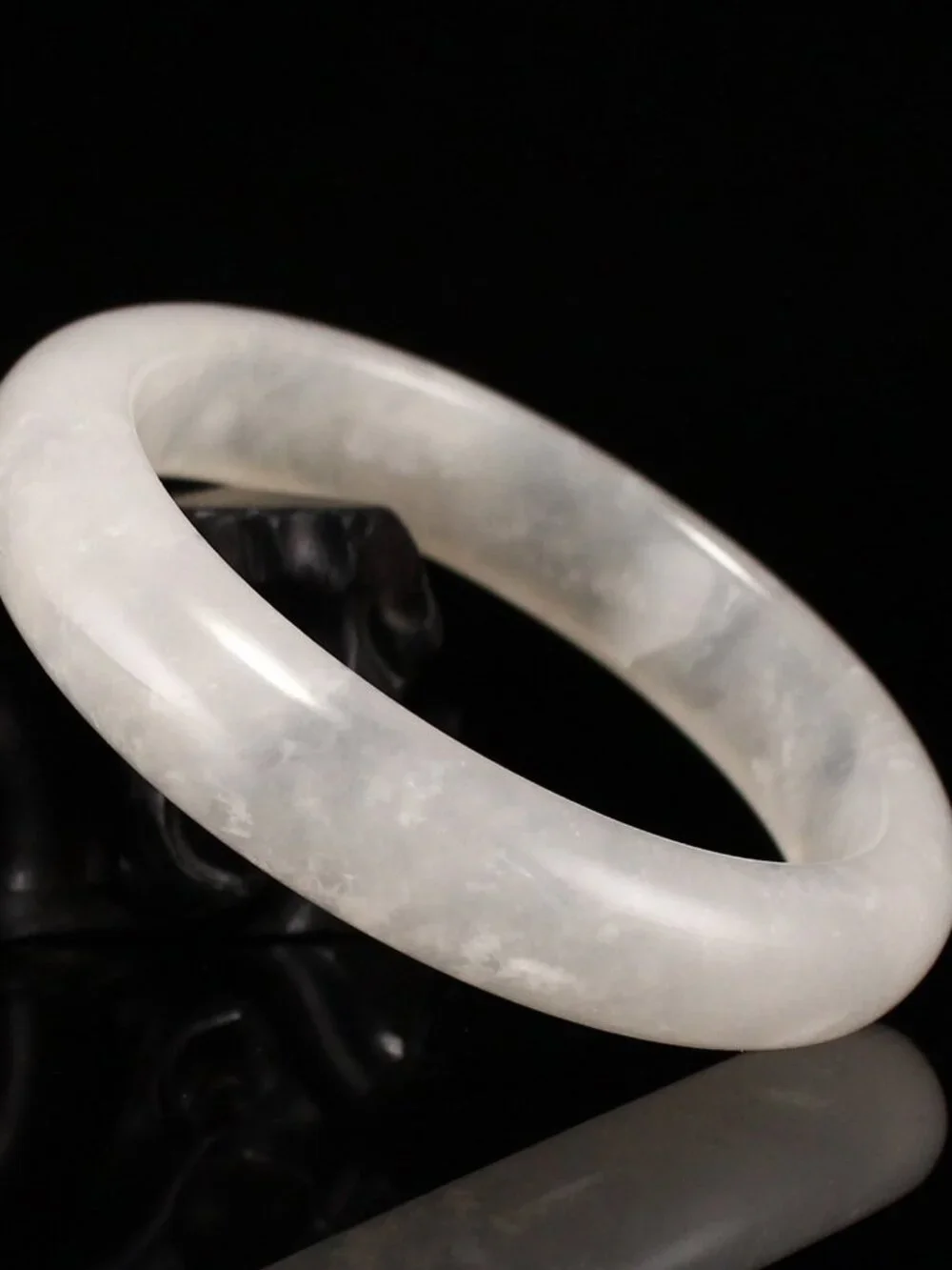 Natural White Moonstone Bangle Bracelet 55.8mm I.D. w Moderate Blue Sheen 44.61g